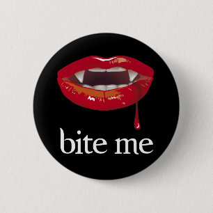 Bite me Vampire knop Ronde Button 5,7 Cm