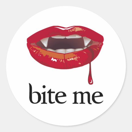 Bite Me Vampire Ronde Sticker (Voorkant)