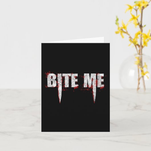 Bite Me Vampire Tanden Bloody Halloween  Kaart (Gele Bloem)