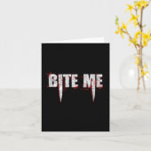 Bite Me Vampire Teeth Bloody Halloween Kaart (Gele Bloem)