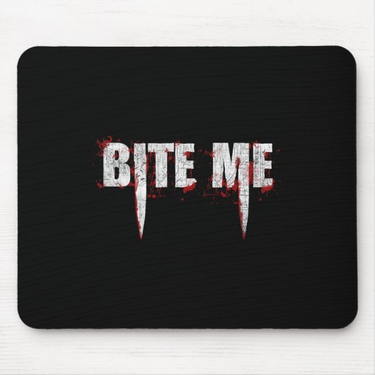 Bite Me Vampire Teeth Bloody Halloween Muismat (Voorkant)