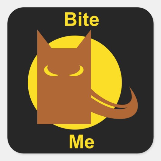 Bite me vierkante sticker (Voorkant)