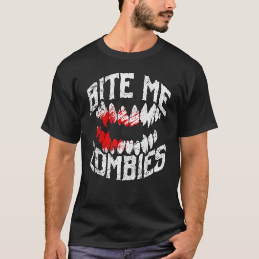 Bite Me Zombies Halloween T-shirt (Voorkant)