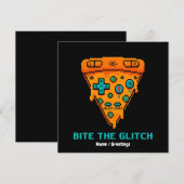  Bite the Glitch Retro 8-Bit Pixel Pizza Gamer  Kaart (Voorkant / Achterkant)