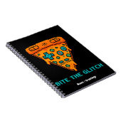  Bite the Glitch Retro 8-Bit Pixel Pizza Gamer  Notitieboek (Rechterzijde)