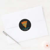  Bite the Glitch Retro 8-Bit Pixel Pizza Gamer  Ronde Sticker (Envelop)