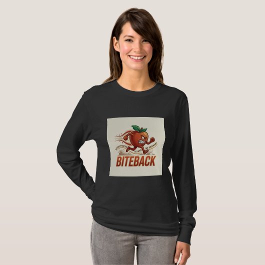 Biteback Apple T-shirt met lange mouwen (Voorkant volledig)