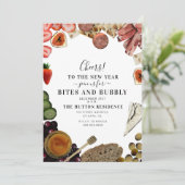 Bites and bubble Charcuterie New Year's Eve Party Kaart (Staand voorkant)