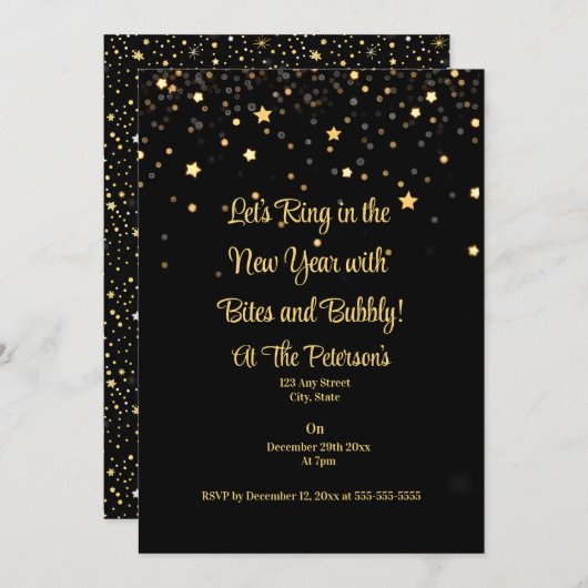 Bites & Bubbly New Years Eve Kaart (Voorkant / Achterkant)
