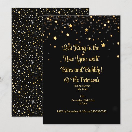 Bites & Bubbly Oud en Nieuw Kaart (Voorkant / Achterkant)