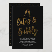 Bites en bubbels | Gold Script Nieuwjaarsfeest Kaart (Voorkant / Achterkant)