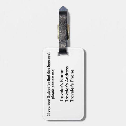 Bitfoot (de 8-bits Bigfoot) Bagagelabel (Achterkant verticaal)