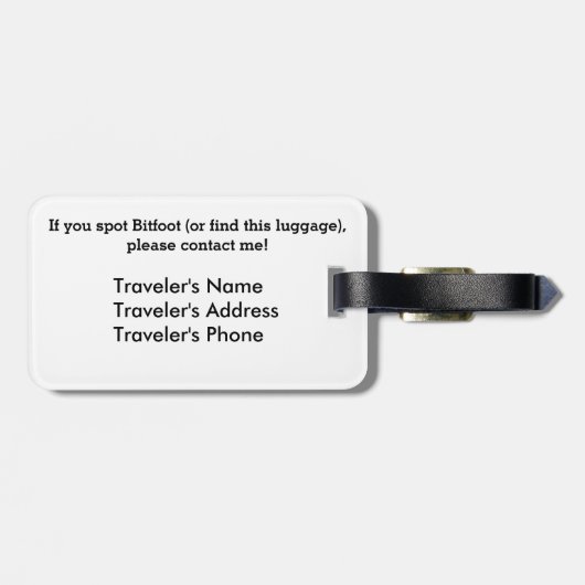 Bitfoot (de 8-bits Bigfoot) Bagagelabel (Achterkant horizontaal)