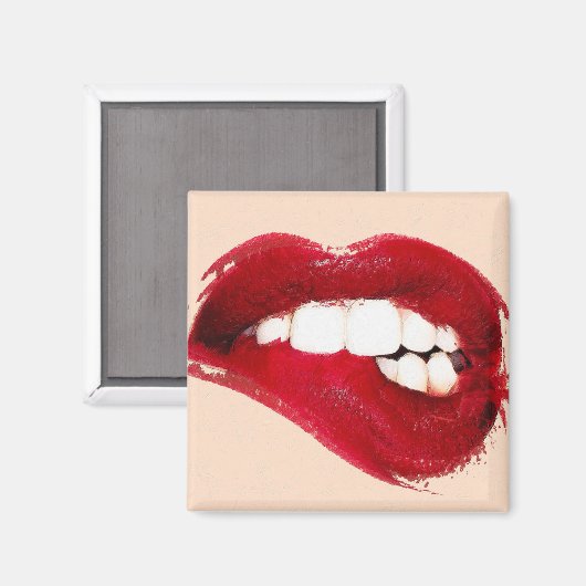 Biting Lip Fridge Magnet (Voorkant / Achterkant)