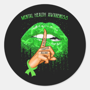 Biting Lips Mental Health Awareness Maand Ronde Sticker