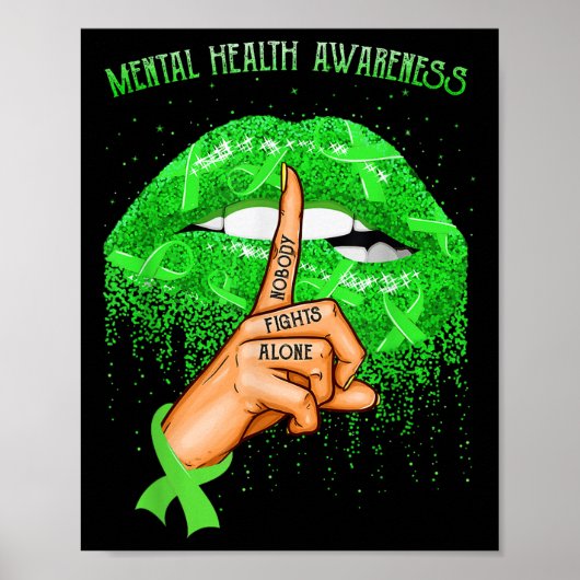 Biting Lips Mental Health Awareness Month _1 Poster (Voorkant)