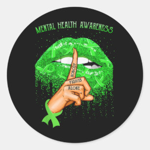 Biting Lips Mental Health Awareness Month _1 Ronde Sticker