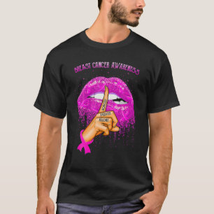 Biting Lips roze Ribbon Breast Cancer Bewustheid M T-shirt