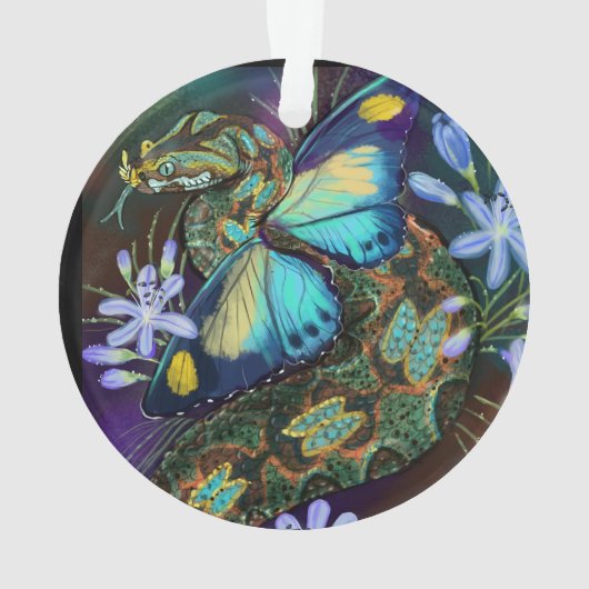 Bitis Nasicornis Butterfly Viper Art Ornament (achterkant)