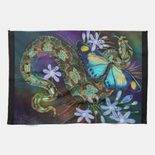 Bitis Nasicornis Butterfly Viper Art Theedoek