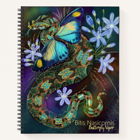 Bitis Nasicornis Butterfly Viper Notitieboek (Voorkant)