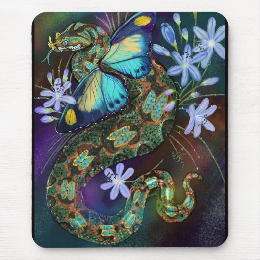 Bitis Nasicornis Vlinderadder Kunst Muismat (Voorkant)