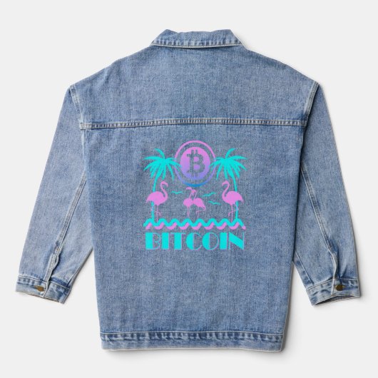 Bitmunt Crypto Retro 80s Flamingo Denim Jacket (Achterkant)
