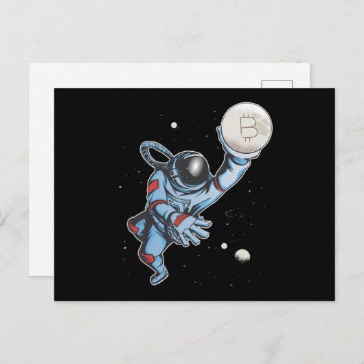 Bitmunt naar de maan Astronaut Briefkaart (Voorkant / Achterkant)
