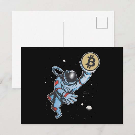 Bitmunt naar de maan Astronaut Briefkaart (Voorkant / Achterkant)