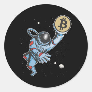Bitmunt naar de maan Astronaut Ronde Sticker
