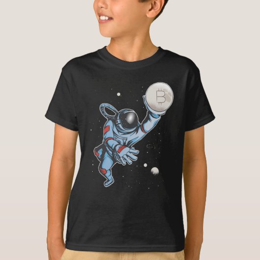 Bitmunt naar de maan Astronaut T-shirt (Voorkant)