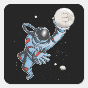 Bitmunt naar de maan Astronaut Vierkante Sticker
