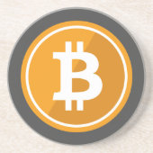 Bitmuntpictogram in oranje en grijs - cryptovaluta zandsteen onderzetter (Voorkant)