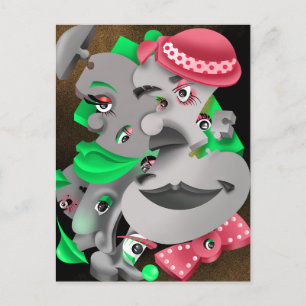 Bits and Pieces – Surrealistische Puzzel Gezichten Briefkaart
