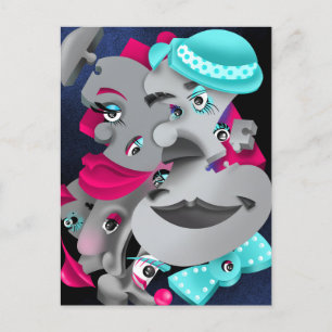 Bits and Pieces – Surrealistische Puzzel Gezichten Briefkaart