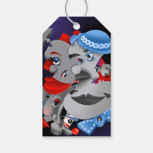 Bits and Pieces – Surrealistische Puzzel Gezichten Cadeaulabel (Voorkant)