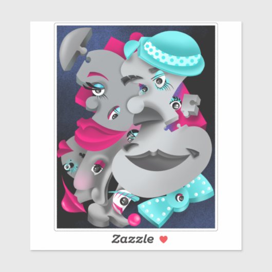 Bits and Pieces – Surrealistische Puzzel Gezichten Sticker (Vel)