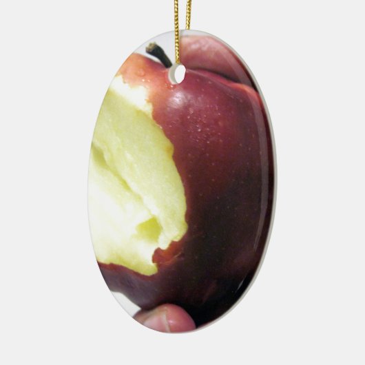 Bitten Red Apple Keramisch Ornament (Links)