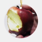 Bitten Red Apple Keramisch Ornament (Voorkant)