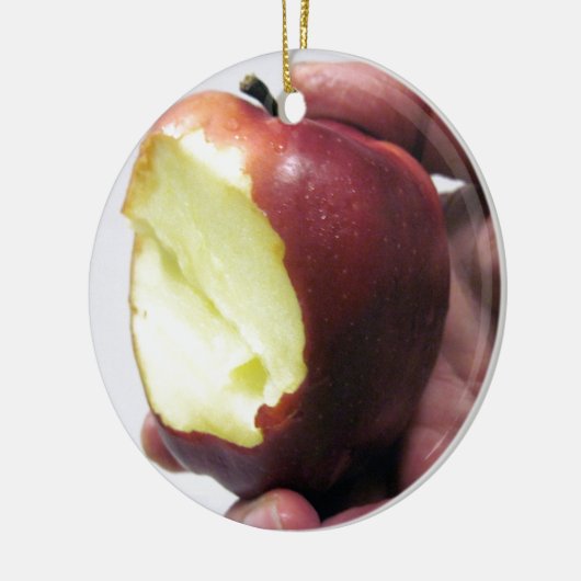 Bitten Red Apple Keramisch Ornament (Links)