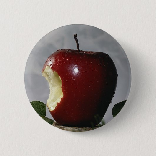Bitten Red Apple Ronde Button 5,7 Cm (Voorkant)