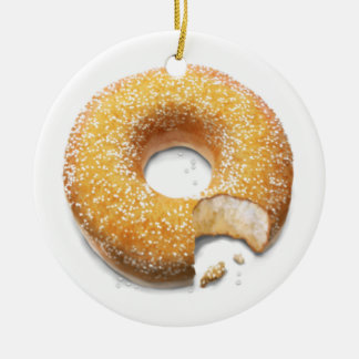 Bitten Sugared Doughnut/Donut Keramisch Ornament