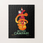 Bitter Campari | Leonetto Cappiello Legpuzzel<br><div class="desc">Bitter Campari (1921) | Leonetto Cappiello’s 1921 advertising poster for Bitter Campari showcases a playful and memorable design featuring a vibrant jester wrapped in a spiraling orange peel, holding a bottle of Campari. Set against a stark black background, the jester’s dynamic pose and the bold orange hues create a striking...</div>