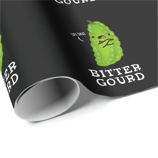 Bitter Gourd Funny Veggie Pun Dark BG Cadeaupapier (Rol Hoek)