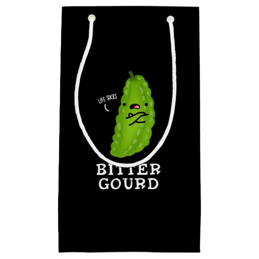 Bitter Gourd Funny Veggie Pun Dark BG Klein Cadeauzakje (Voorkant)