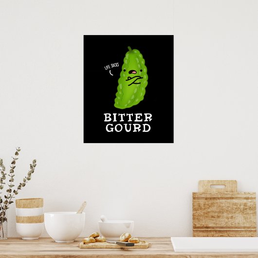 Bitter Gourd Funny Veggie Pun Dark BG Poster (Keuken)