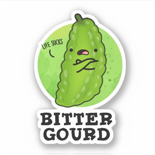 Bitter Gourd Funny Veggie Pun Sticker (Voorkant)