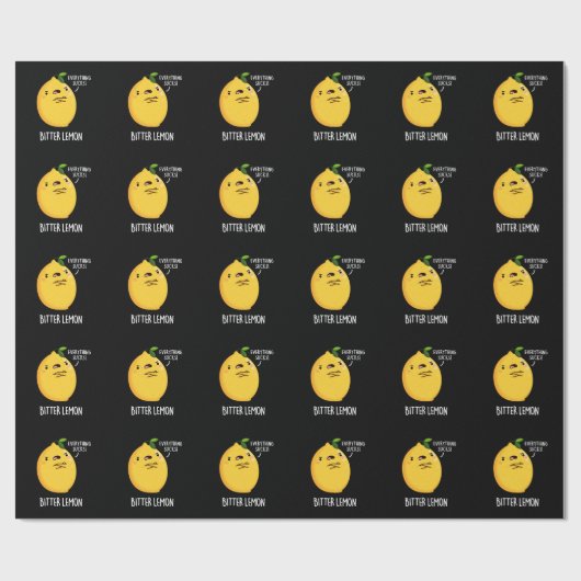 Bitter Lemon Funny Fruit Pun Dark BG Cadeaupapier (Vlak)