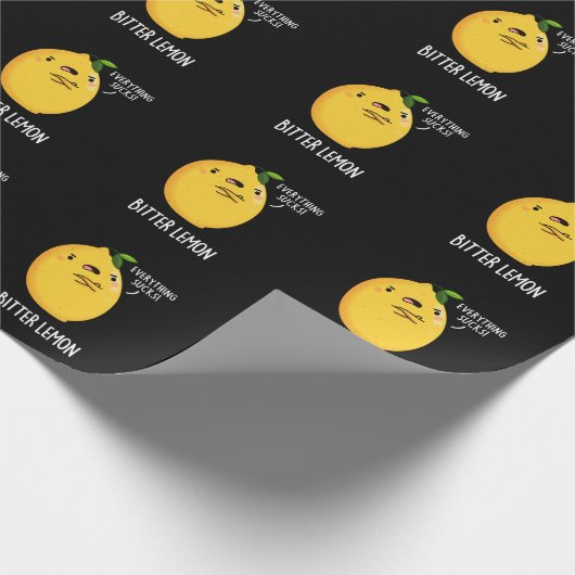 Bitter Lemon Funny Fruit Pun Dark BG Cadeaupapier (Hoek)