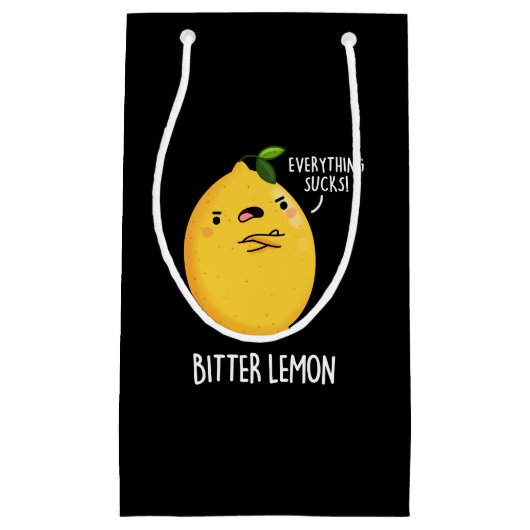Bitter Lemon Funny Fruit Pun Dark BG Klein Cadeauzakje (Voorkant)